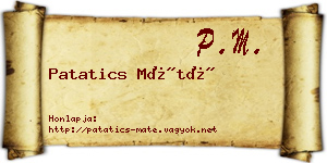 Patatics Máté névjegykártya